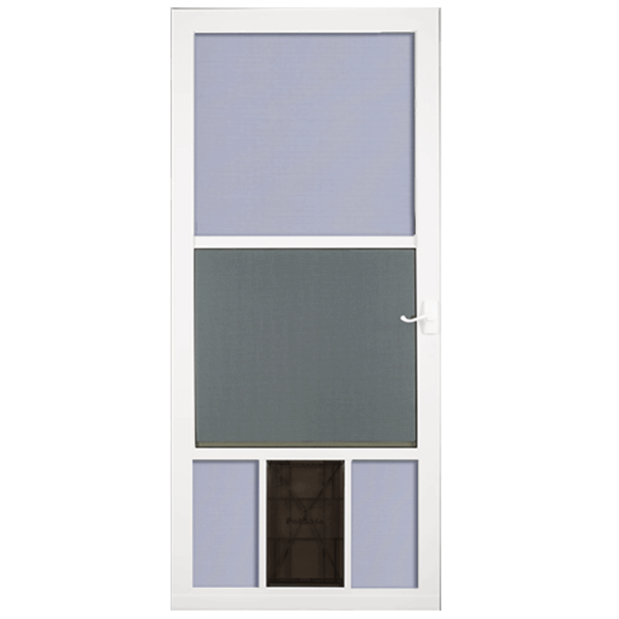 360 79 Larson Premier Full View Wood Core Storm Door With Pet Door White