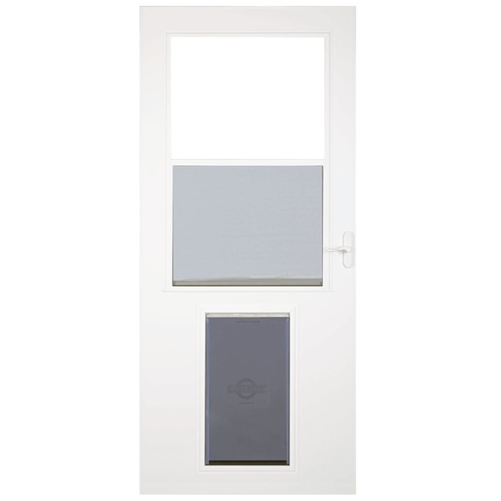 Larson High-View Wood Core Storm Door with Pet Door XL - White